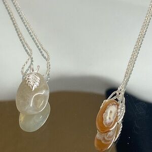 Elegant Silver and Brown Pendant Necklace
